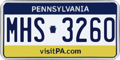 PA license plate MHS3260