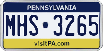 PA license plate MHS3265