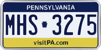 PA license plate MHS3275