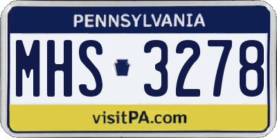 PA license plate MHS3278