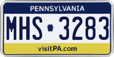 PA license plate MHS3283