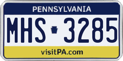 PA license plate MHS3285