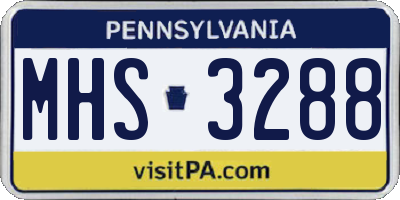 PA license plate MHS3288