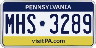 PA license plate MHS3289