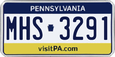 PA license plate MHS3291