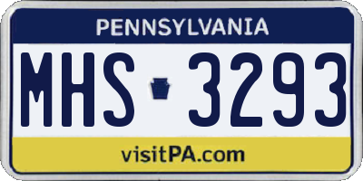PA license plate MHS3293