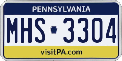 PA license plate MHS3304