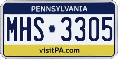 PA license plate MHS3305