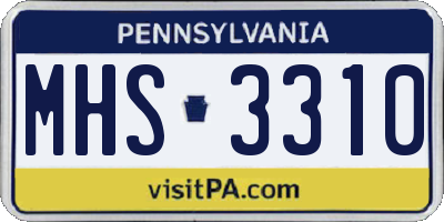 PA license plate MHS3310