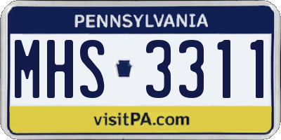 PA license plate MHS3311