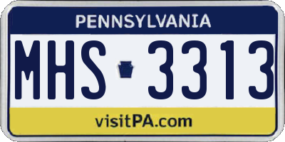 PA license plate MHS3313