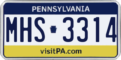 PA license plate MHS3314