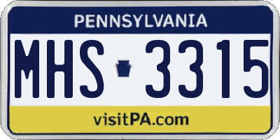 PA license plate MHS3315
