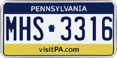 PA license plate MHS3316