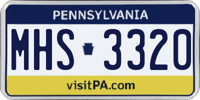 PA license plate MHS3320