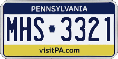 PA license plate MHS3321