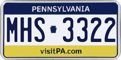PA license plate MHS3322