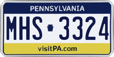 PA license plate MHS3324