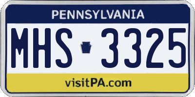 PA license plate MHS3325