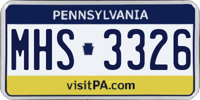 PA license plate MHS3326