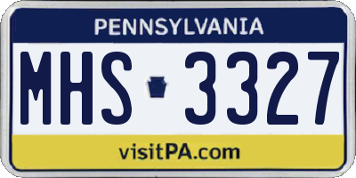 PA license plate MHS3327