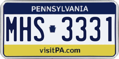 PA license plate MHS3331