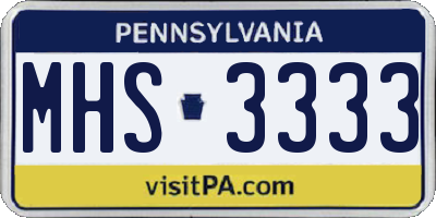 PA license plate MHS3333
