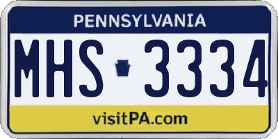 PA license plate MHS3334