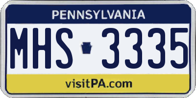 PA license plate MHS3335