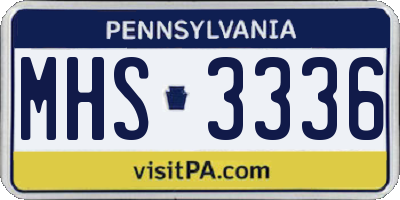 PA license plate MHS3336