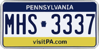 PA license plate MHS3337