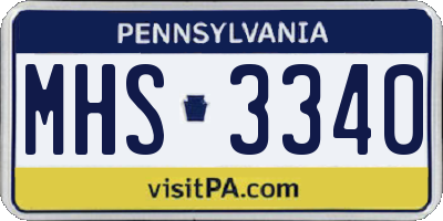 PA license plate MHS3340