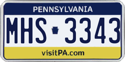 PA license plate MHS3343