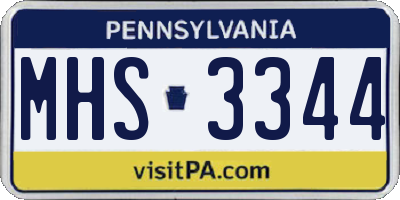 PA license plate MHS3344