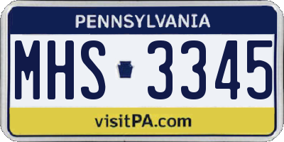 PA license plate MHS3345