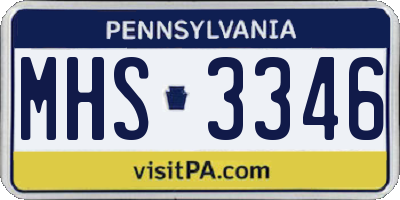 PA license plate MHS3346