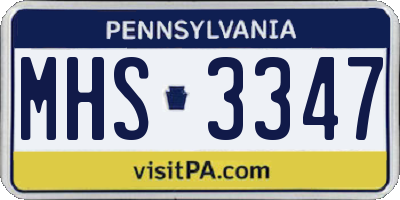 PA license plate MHS3347