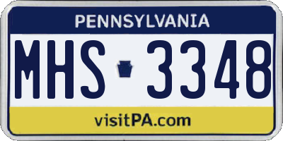 PA license plate MHS3348