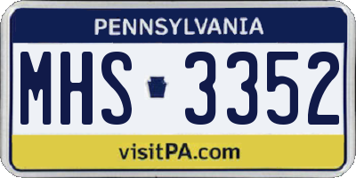 PA license plate MHS3352