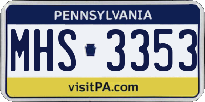 PA license plate MHS3353