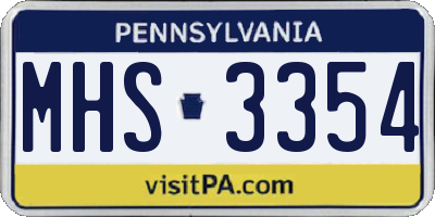 PA license plate MHS3354