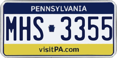 PA license plate MHS3355