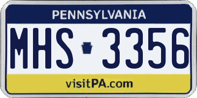 PA license plate MHS3356
