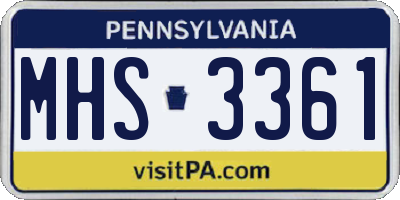 PA license plate MHS3361