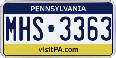 PA license plate MHS3363