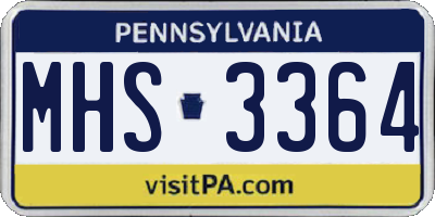 PA license plate MHS3364