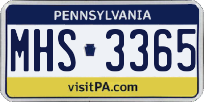 PA license plate MHS3365