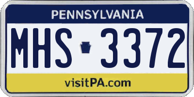 PA license plate MHS3372