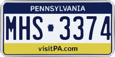 PA license plate MHS3374