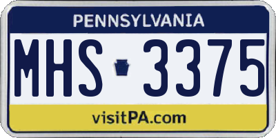 PA license plate MHS3375